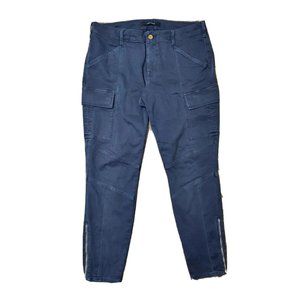 J Brand Women's 31 Navy Cargo Pant Tight Leg Zip Ankle Stretch Pockets Utility